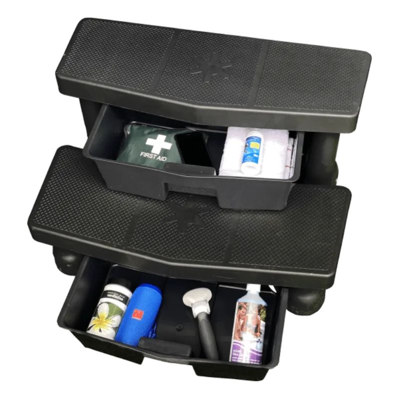 Sunbeach Spas Easy Step Storage Tray Twin Pack - BLACK